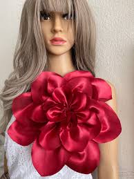 Big Large Red Party Flower Brooch Pin Prom Flower Brooch Pin Accessories  Large Red Flower Oversized Brooch Pin Red Flower Shoulder Corsage