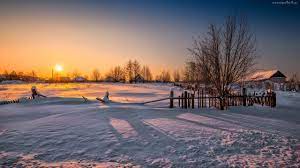 Edycja Tapety Domy Zima Wschod Slonca Winter Scenery Winter Landscape Scenery