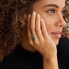 LAGOS Luna Tahitian Black Pearl Diamond Ring 001-630-00860