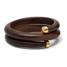 The Branch Gold Capped Wooden Spiral Bracelet Wooden Bangle Bracelet Wooden Bracelet Wood Bracelet