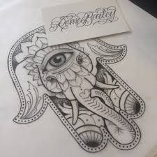 Elephant Hamsa Tattoo Design On My Thigh With Shanti Sanskrit Above It Hamsa Tattoo Design Elephant Tattoos Hamsa Hand Tattoo