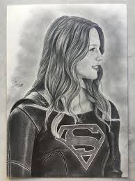 Original Supergirl Pencil Portrait Complete With Certificate Of Authenticity The Dimensions Of The Draw Supergirl Drawing Drawing Superheroes Pencil Portrait