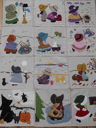 Sal Sunbonnet Au Fil Des Saisons Ensemble Photo De Laine Feutree Feutrine Les Tresors De Siassiou Couette De Poupee Laine Feutree Matelassage