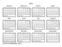 2073 One Page Calendar
