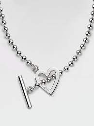 Gucci Sterling Silver Toggle Heart Necklace Necklace Heart Necklace Silver