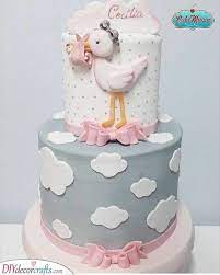 A Baby Bundle Stork Cake Ideas Stork Cake Baby Cake Baby Shower Cakes
