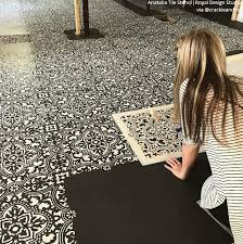 Stencil Your Decor Become An Insta Inspiration Painting Tile Floors Stenciled Floor Home Decor