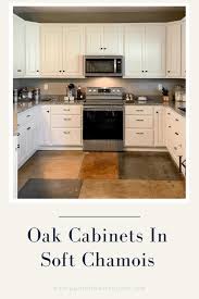 Always put paint colors to the test. Oak Cabinets Painted In Benjamin Moore Soft Chamois