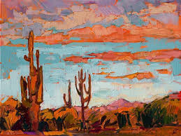 Desert Dusk Contemporary Impressionism Landscape Oil Paintings For Sale By Erin Hanson Western Landscape Art Oil Painting Landscape Desert Art