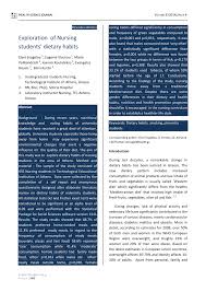 Pdf Exploration Of Nursing Students Dietary Habits