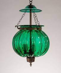Antique Emerald Green Glass Pumpkin Or Melon Bell Jar Lantern Pendant Light From Belgium Fair Trade A Glass Pendant Light Glass Lamp Lantern Pendant Lighting