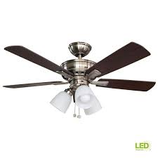 Shop wayfair for all the best ceiling fan fitter shades & light covers. Hampton Bay Vaurgas 44 In Led Indoor Brushed Nickel Ceiling Fan With Light Kit 68144 The Home Depot