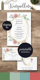 Geometric Wedding Invitation Pink Floral Wedding Invitation Set Pr Geometric Wedding Invitation Floral Wedding Invitations Printable Floral Wedding Invitations