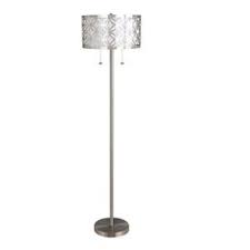 Shop Allen Roth Earling 63 In Brushed Nickel Indoor Floor Lamp With Fabric Shade At Lowes Com Indoor Floor Lamps Fabric Shades Floor Lamp
