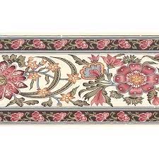 Prepasted Wallpaper Border Floral Brown Beige Red Sage Green Stylized Flowers On Vine Wall Borde In 2021 Prepasted Wallpaper Wallpaper Border Sage Green Wallpaper