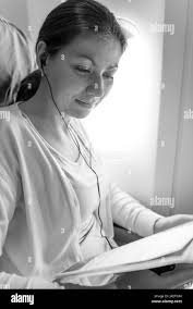 Woman portrait in cabin Black and White Stock Photos & Images