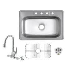 Are you after an affordable, and reliable alternative to the stainless steel or stone sinks for your kitchen? Elkay Pergola All In One Drop In Stainless Steel 33 In 4 Hole Single Bowl Kitchen Sink With Faucet And Drain Vbthd71 The Home Depot