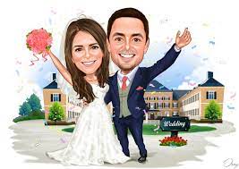 Cartoon Wedding Couple Bride Cartoon Wedding Caricature Couple Cartoon