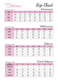 Sizing Chart The Tailoress