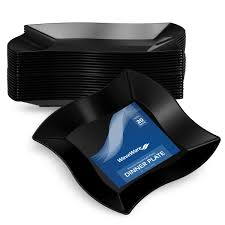 65 list price $23.38 $ 23. Buy Waveware Plastic Party Disposable Plates 10 Inch Black Hard Square Large Wedding Dinner Plates 20 Ct Elegant Fancy Heavy Duty Hard Party Supplies Plates For Holidays Occasions