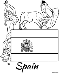 Drapeaux des pays de l'europe. Coloriage Espagne Drapeau Corrida Dessin Drapeau A Imprimer