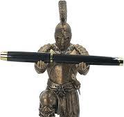 Roman Warrior Pen Holder knight Desktop Organizer and Accessories Resin Pen  Holder as Gift with Short Swordfor Office and Home (Antique Bronze)