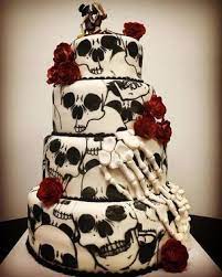 15 Halloween Wedding Cakes For Creepy Couples Cafemom Halloween Wedding Cakes Halloween Themed Wedding Gothic Wedding Cake