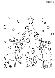 7 christmas tree coloring pages to get kids in the holiday spirit. Pair Of Reindeers With Christmas Tree Coloring Page Kerstkleurplaten Kerstmis Kleuren Kinderen Kerstmis
