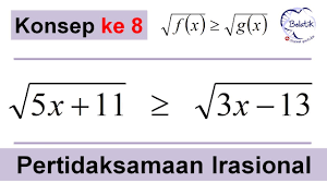 Contoh soal pertidaksamaan pecahan dan penyelesaiannya. Pertidaksamaan Irasional Kedua Ruas Akar Fungsi Lebih Dari Sama Dengan Pertidaksamaan Bentuk Akar Youtube