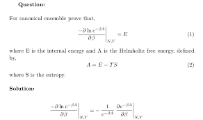 Internal Energy Of Canonical Ensemble And Helmholtz Free Energy Free Energy Internal Energy Energy