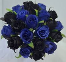 Gothic Black And Blue Roses Silk Wedding Bouquet Navy Blue Black Roses Pre Made Posy Rose Artificial Flowers Ebay Flower Bouquet Wedding Silk Wedding Bouquets Wedding Flowers