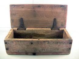 Fine Primitive Antique Wooden Box Hinged Lid Red Paint Tools Storage Utility Antique Wooden Boxes Diy Wood Box Small Wood Box