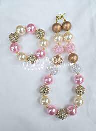 Pink Gold Bubblegum Beads Necklace Bracelet From Australian Chunky Beads Wholesale Pink Bead Necklace Little Girl Jewelry Beaded Necklace