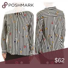 Black And White Vertical Striped Blouse Live 4 Truth Striped Blouse W Floral Print Sz Xl Live 4 Truth Striped Blouse W Floral Print Sz Xl Button Front Collared Long Sleeve Fashion Design Fashion Fashion Trends