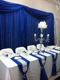 Pin By Laneta Stewart On Backdrop In 2019 Wedding Tablecloths Royal Blue Wedding Decorations Blue Wedding Decorations