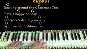 rocking around the christmas tree piano cover lesson in c with chords lyrics