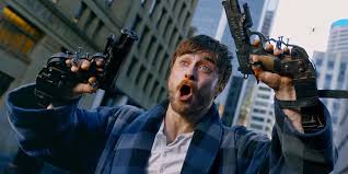 Neil jordan's depiction of the controversial life and death of michael collins, the lion of ireland, who led the ira against the uk and helped found the irish free state in 1922. Daniel Radcliffe S Guns Akimbo Trailer Finally Explains That Harry Potter Meme Cinemablend