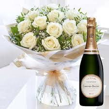 Send champagne and flowers london. Send Heavenly White Rose Hand Tied With Laurent Perrier La Cuvee Buy Online For Nationwide Delivery Gifts International