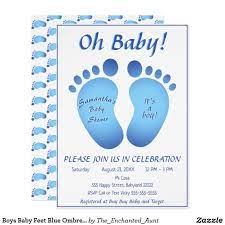 Boys Baby Feet Blue Ombre Baby Shower Invitation Zazzle Com Baby Shower Invitations Blue Baby Shower Invitations Shower Invitations