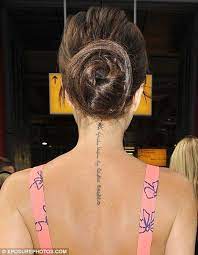 Bad Hangover Victoria Posh Nurses A Sore Head After Weekend Long Wedding Anniversary Celebrations Neck Tattoo Hebrew Tattoo Tattoos For Guys