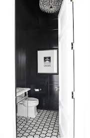 Luxurious Black And White Powder Room Boasts Black And White Marble Floor Tiles Fitted Ben White Powder Room Black And White Powder Room Black And White Marble