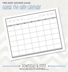 baby shower game ideas guess the date free printable big