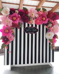 Backdrop Black And Rose Gold Party Theme Kate Spade Theme Party Photobooth Floral Wall Paper Flowers Striped Wedding Backdrops For Parties
