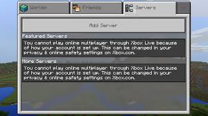 Please fix this issue, i believe it to be a problem with the server code . Mcpe 29304 You Cannot Play Online Multiplayer Through Xbox Live Because Of How Your Account Is Set Up Jira