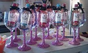 Maybe you would like to learn more about one of these? Wine Glasses Wirh Glitter Stems And Mini Wine Bottle With Black Bows On A Beaded Necklace Party Favors For Adults Bridal Shower Favors Wine Wedding Favors