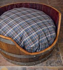 With a little work you too can have a unique very durable pet bed made out of. Wine Barrel Dog Bed Wine Barrel Dog Bed Barrel Dog Bed Diy Dog Bed