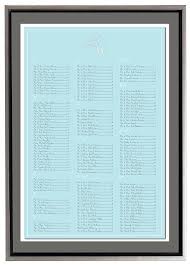 robin egg blue and white monogram seating chart table