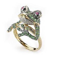 Soho Boutique 14k Gold 1 09ctw Tsavorite Ruby Diamond Frog Ring Size 7 On Sale At Shophq Com Frog Jewelry Gold Diamond Wedding Rings Kay Jewelry