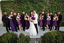 Black And White Wedding Party Playful Glamour Cara Russell Purple Wedding Theme Purple Wedding Purple Bridesmaid Dresses