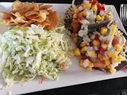 34% fat, 56% carbs, 10% protein. Baja Salmon Tacos With Coleslaw And Chips Picture Of Brigantine Seafood Restaurant Coronado Tripadvisor